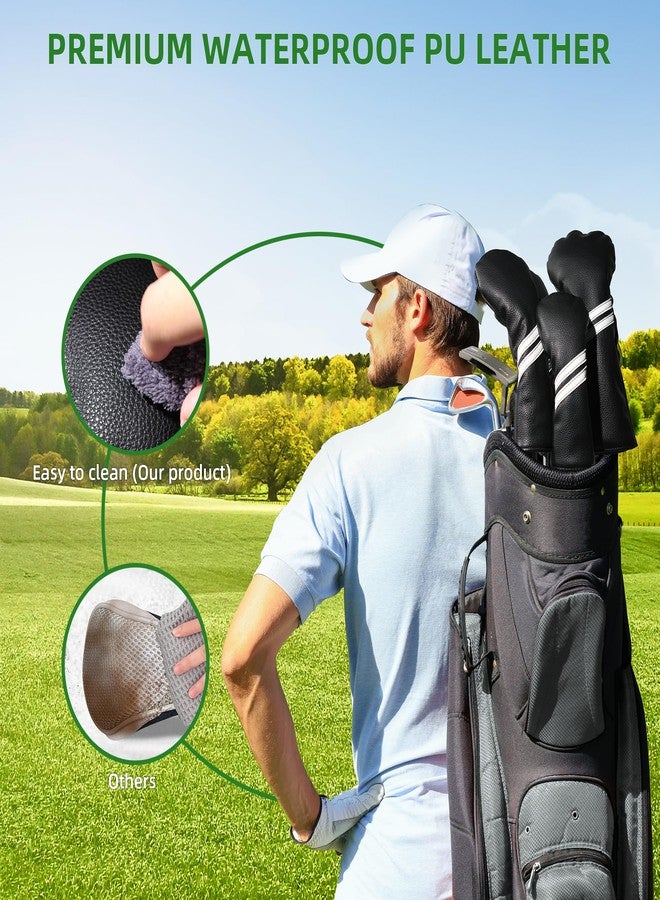 Frimon Golf Club Head Covers - 4Pcs Golf Accessories Club Covers Set for Woods and Driver Fairway Hybrids with Interchangeable Tags - Black - Image 4