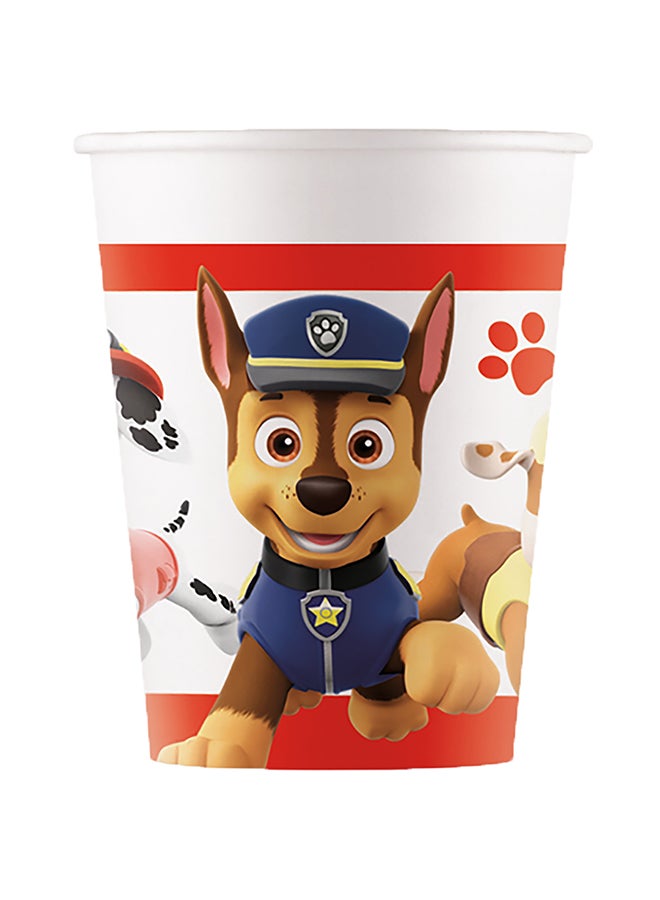 PAW PATROL Ciao Paw Patrol “Ready for Action” Paper Party Cups 200ml – Pack of 8 Disposable Drinking Cups with Chase & Friends Design - Image 1