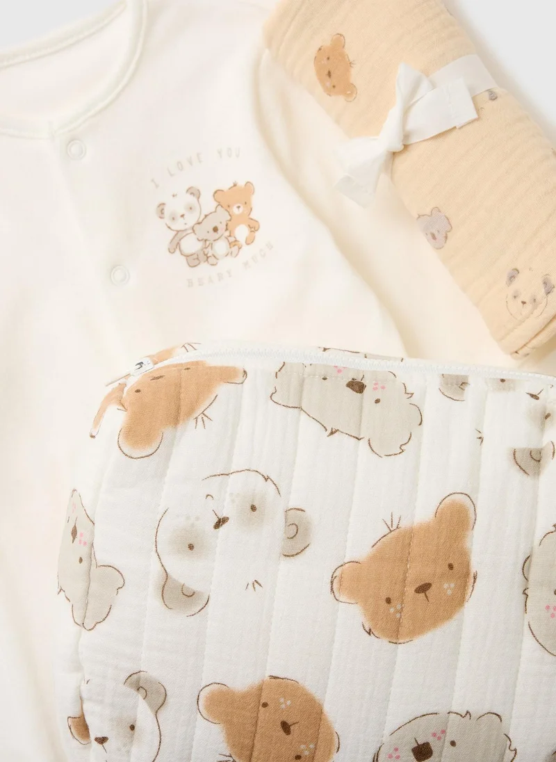 Matalan 3 Piece Baby White Bear Sleepsuit Gift Set