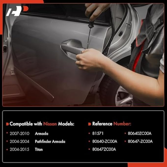 ريحني مقبض باب خارجي على جانب السائق الأمامي الأيسر مع فتحة مفتاح متوافق مع نيسان تايتان 20042015 أرمادا 20072010 باثفايندر أرمادا 2004 كروم استبدال 80647Zc00A - Image 3