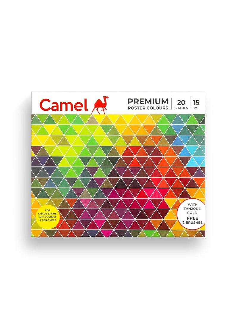 camel Camel Premium Poster Colour with Brush - 20 Shades (Multicolor)  - Image 1