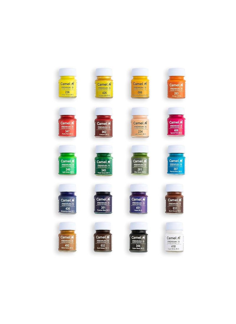 camel Camel Premium Poster Colour with Brush - 20 Shades (Multicolor)  - Image 3