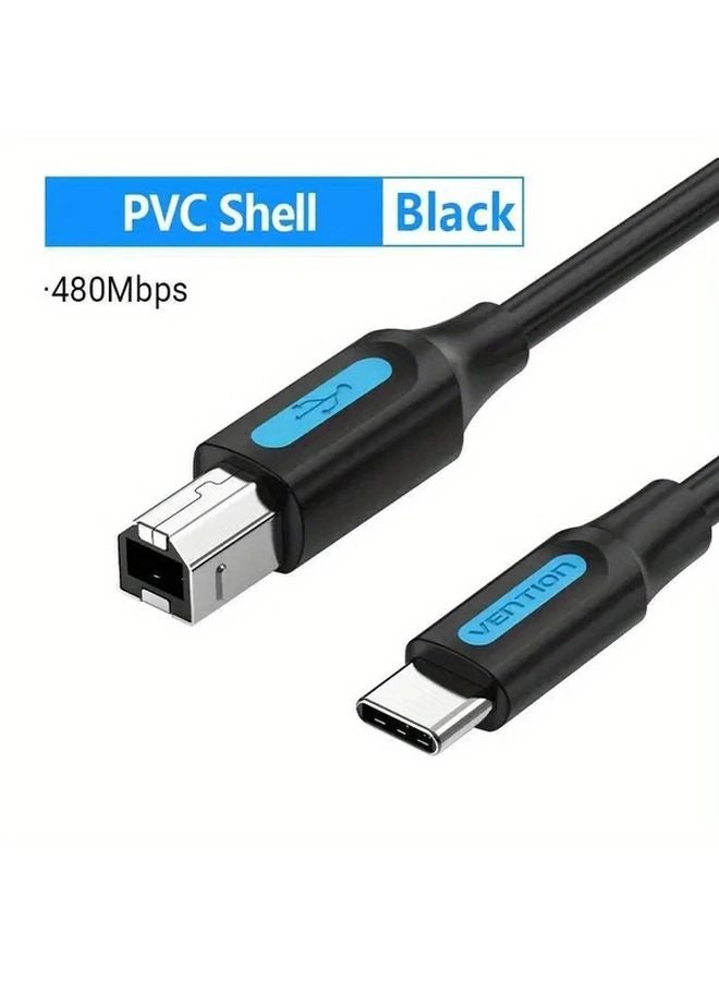Vention USB C to USB Printer Cable 2 0 High Speed Durable PVC Flat Design 39 37 Inch - Image 1