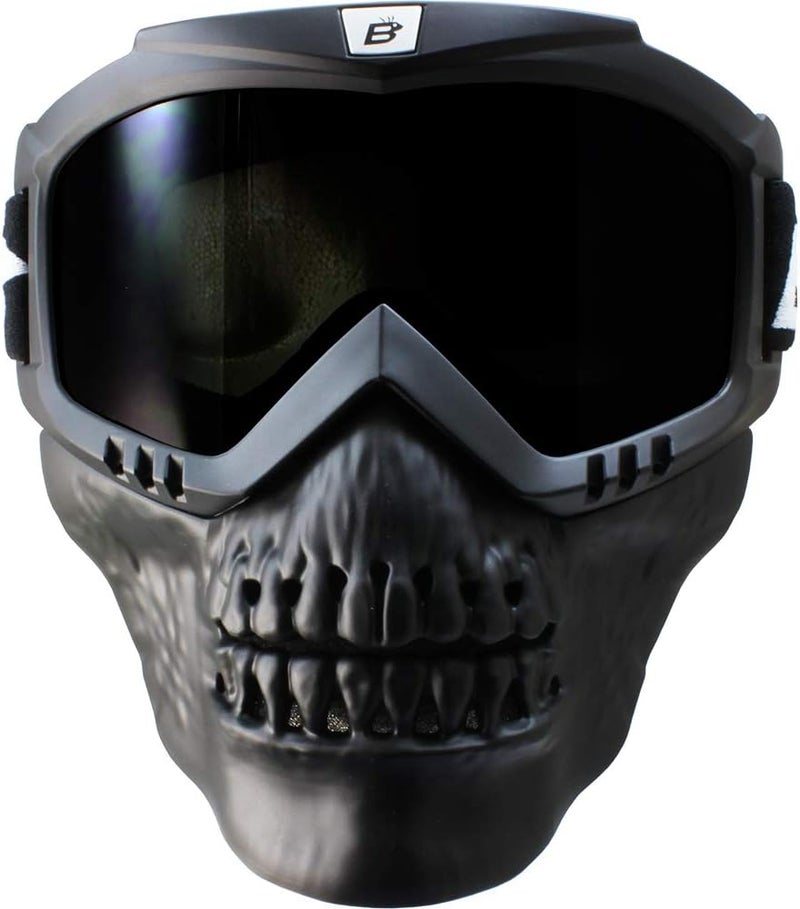Birdz Skullbird Black Padded ATV Motorcycle Goggles with Face Mask - Image 1