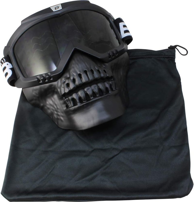Birdz Skullbird Black Padded ATV Motorcycle Goggles with Face Mask - Image 3