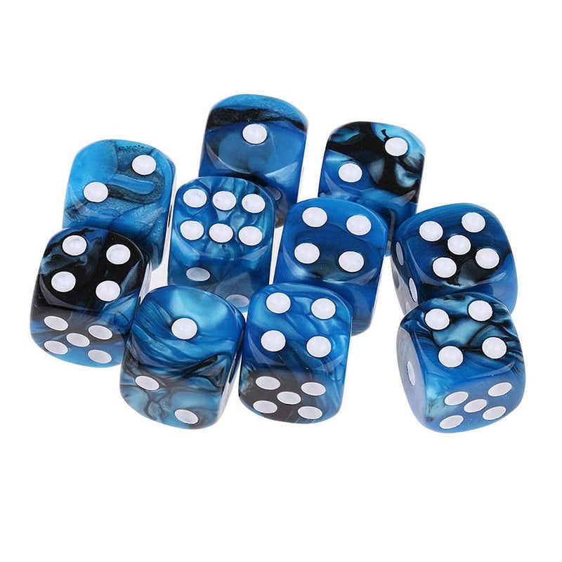 Yiotfandoll 10PCS Polyhedral Dice D6 Dice 16mm Acrylic Dice Game Dice for RPG MTG DND Dice Table Games Blue Black - Image 3