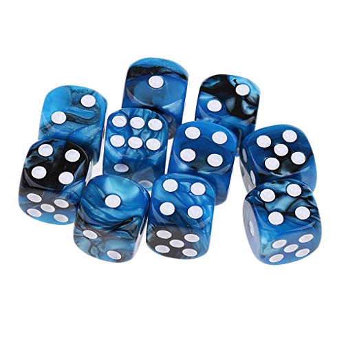 Yiotfandoll 10PCS Polyhedral Dice D6 Dice 16mm Acrylic Dice Game Dice for RPG MTG DND Dice Table Games Blue Black - Image 1