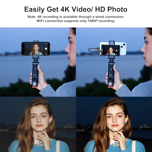 King Ma Selfie Monitor Screen for iPhone, 4K 30fps Vlog Screen with Bluetooth Remote Wired Rear Camera Magnetic Phone Vlog Selfie Monitor Screen for Vlog Live Stream & TikTok - Image 3