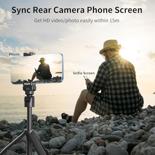 King Ma Selfie Monitor Screen for iPhone, 4K 30fps Vlog Screen with Bluetooth Remote Wired Rear Camera Magnetic Phone Vlog Selfie Monitor Screen for Vlog Live Stream & TikTok - Image 4