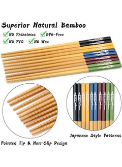 KASTWAVE 5 Pairs Reusable Chopsticks Set Lightweight Different Style Chop Sticks Utensils, Wooden Chinese Japanese Korean Chopsticks, Family Use Gift Set for Sushi, Noodles, Rice, Camping  - Image 3