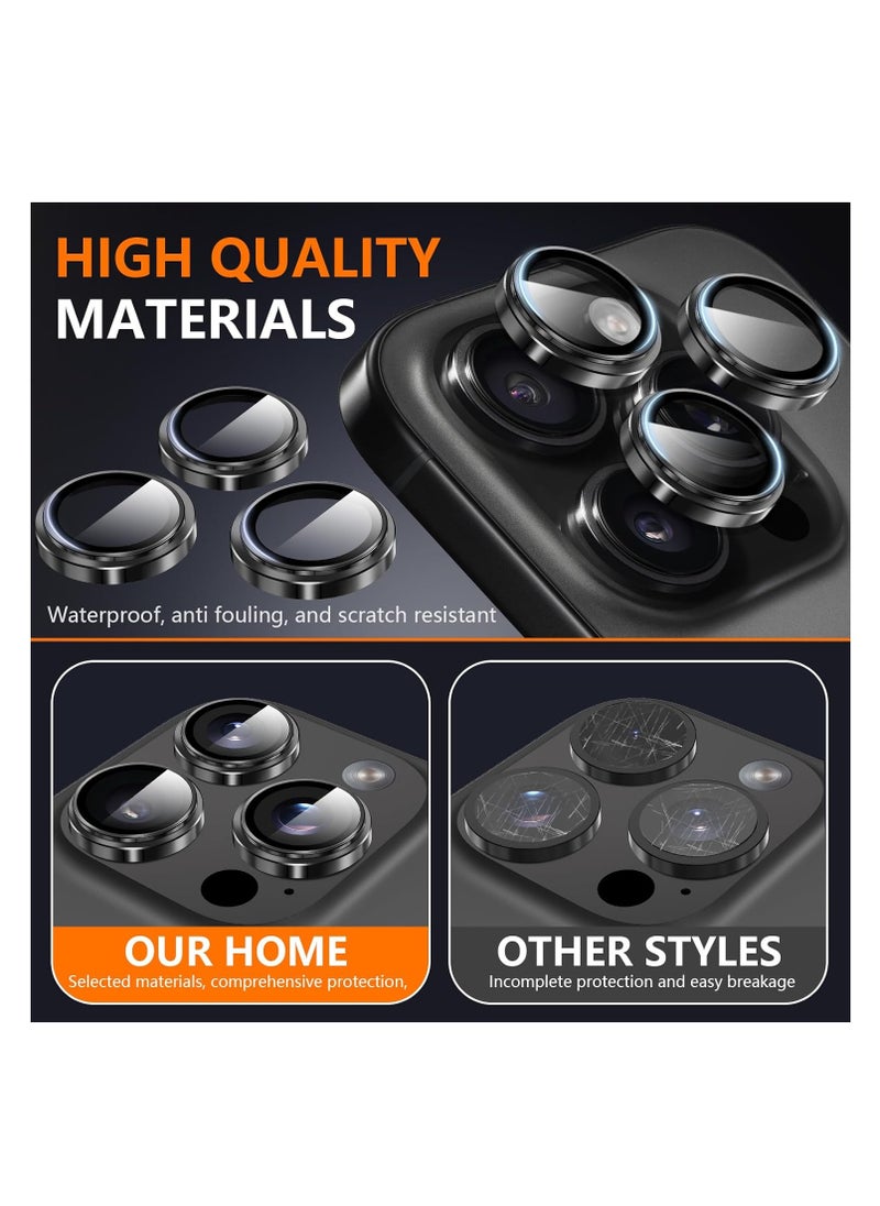 COBLUE iPhone 16 Pro Max Camera Lens Protector 9H Tempered Glass Camera Cover Screen Protector with HD Clear & Metal Individual Ring design for iPhone 16 Pro Max 6.9 Black  - Image 3