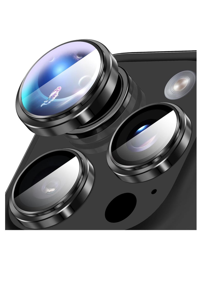 COBLUE iPhone 16 Pro Max Camera Lens Protector 9H Tempered Glass Camera Cover Screen Protector with HD Clear & Metal Individual Ring design for iPhone 16 Pro Max 6.9 Black  - Image 1