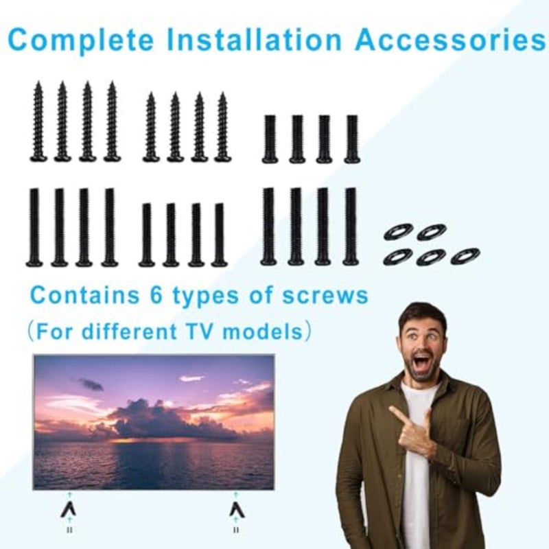 أرجل تلفزيون بقاعدة حامل تلفزيون متوافقة مع TCL 28 32 40 43 49 50 55 65 بوصة 4K UHD HDR Roku تلفزيون ذكي، أرجل حامل تلفزيون لتلفزيون TCL موديل 28S305، 32S330، 40S330، 43S423، 43S425، 49S321، 50S425، 55S423، 65S453 - Image 5