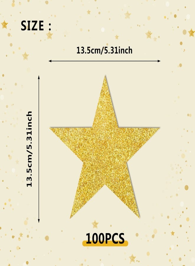 KEEPARTY 100 PCS Glitter Gold Five Star Cutouts Paper Stars Confetti Cutout Gold Star Cutouts for Bulletin Board Stars Accents Classroom Wall Party Decoration Supply - Image 2