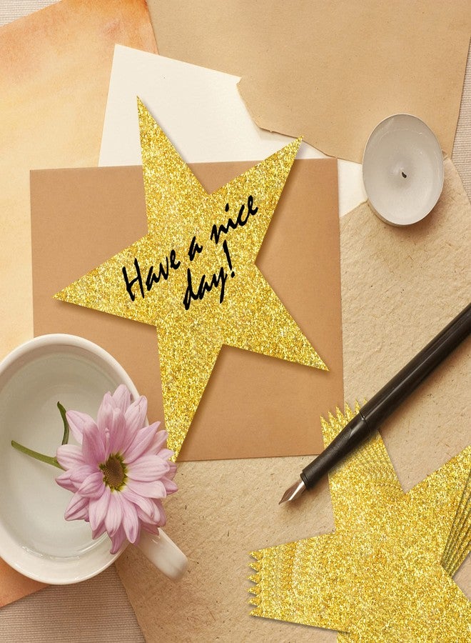 KEEPARTY 100 PCS Glitter Gold Five Star Cutouts Paper Stars Confetti Cutout Gold Star Cutouts for Bulletin Board Stars Accents Classroom Wall Party Decoration Supply - Image 3