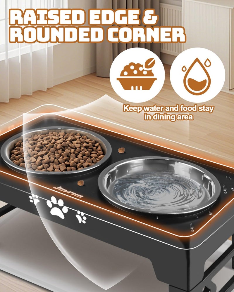 Jovrun Elevated Dog Bowls for Small Dogs and Cats with Mat, Non-Slip Cat Bowls with 2 Thick 5.5" Stainless Steel Dishes, Dog Feeder 2 Heights Adjustable to 2.6"-5.3" - Image 4