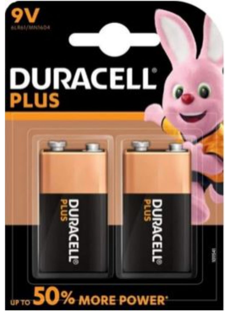 Duracell 9V 2 Long Lasting Power Guaranteed Alkaline Batteries
