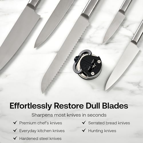 AnySharp – GLOBAL – Hands Free Knife Sharpener - Easy to Use Sharpening Tool with PowerGrip Suction Base and 20-Degree Pre-set Angle - For All Knives: Chef’s, Serrated, and Hardened Steel - Silver - Image 5