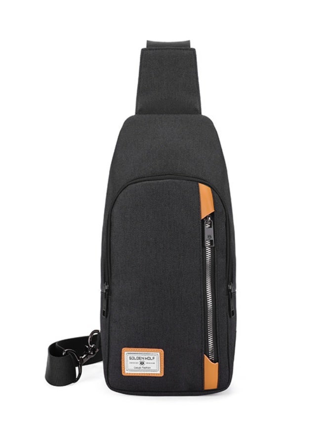 Golden Wolf City Sling Backpack - Black Nylon - Image 1