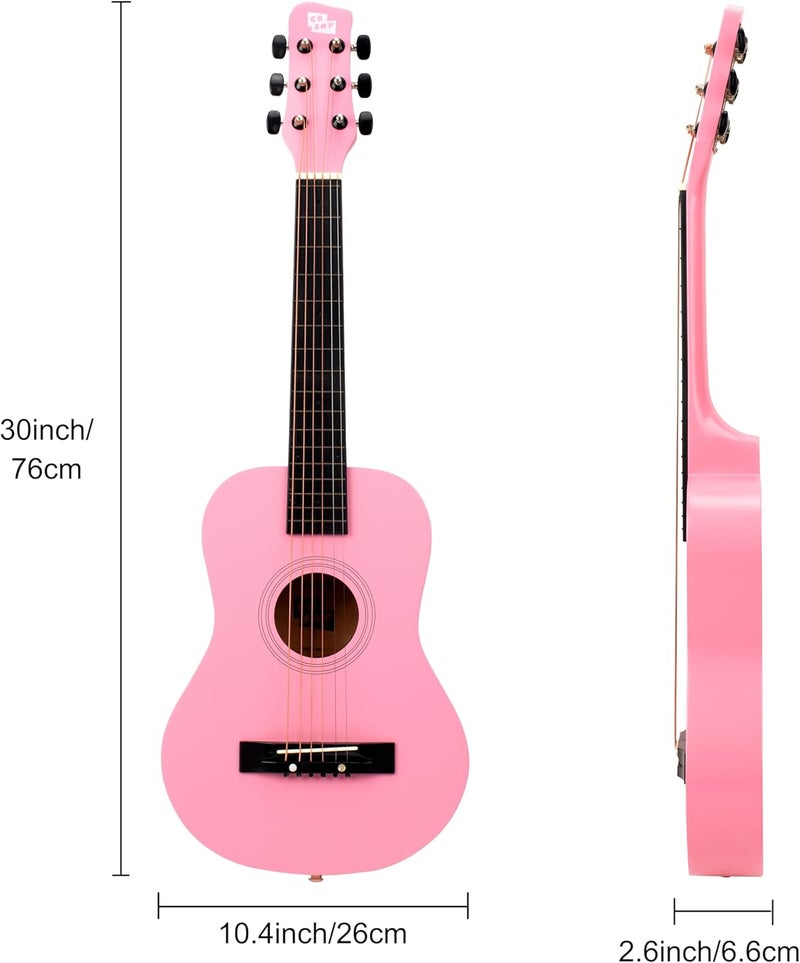 CB SKY 30” Wooden Pink Acoustic Guitar/Girls Gift/Kids Musical Toys/Musical Instrument for age 3-5 5-9 - Image 4