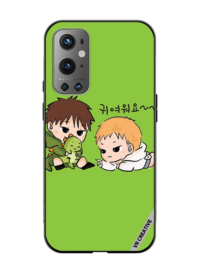 VR CREATIVE غطاء حماية لهاتف OnePlus 9 Pro بتصميم ديناصور ولعب طفلين لطيفين متعدد الألوان - Image 1