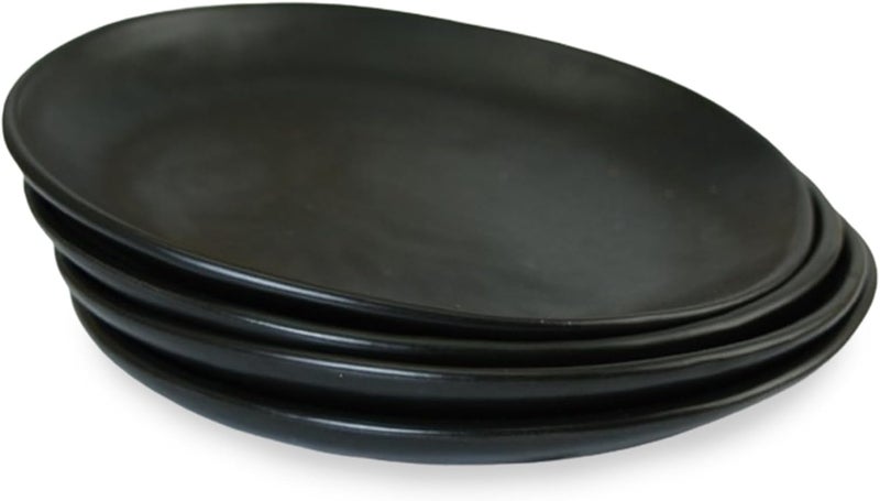 roro 5Inch SemiMatte Black Handmade Ceramic Canape Plates  Set of 4 Rustic Small Serving Plates for Appetizers Desserts and Decorative Use  Microwave Oven and Dishwasher Safe - Image 3