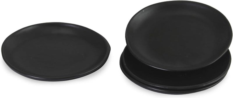 roro 5Inch SemiMatte Black Handmade Ceramic Canape Plates  Set of 4 Rustic Small Serving Plates for Appetizers Desserts and Decorative Use  Microwave Oven and Dishwasher Safe - Image 1