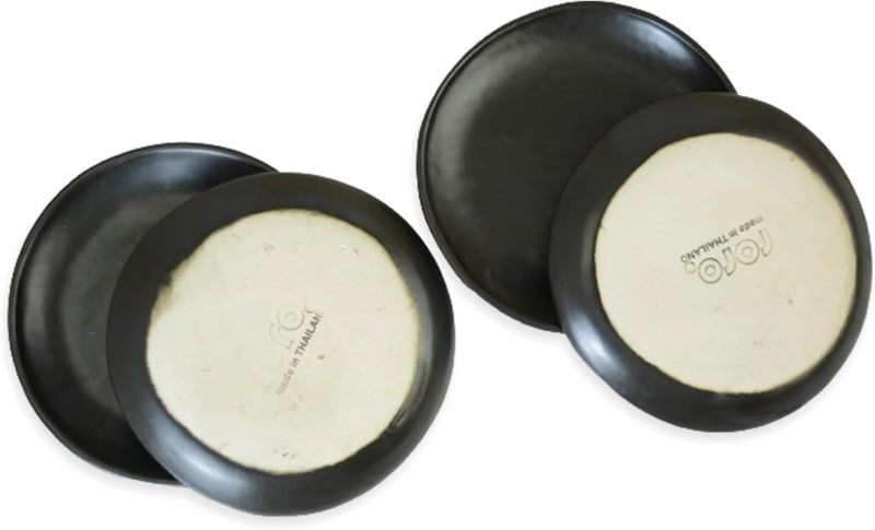 roro 5Inch SemiMatte Black Handmade Ceramic Canape Plates  Set of 4 Rustic Small Serving Plates for Appetizers Desserts and Decorative Use  Microwave Oven and Dishwasher Safe - Image 4
