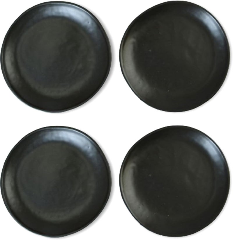 roro 5Inch SemiMatte Black Handmade Ceramic Canape Plates  Set of 4 Rustic Small Serving Plates for Appetizers Desserts and Decorative Use  Microwave Oven and Dishwasher Safe - Image 2