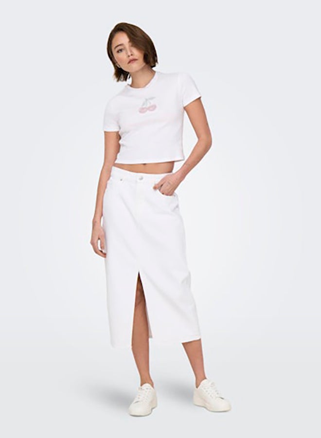 ONLY Womens Kira Shortsleeve Bling O-Neck Short Top Juniors - Image 2