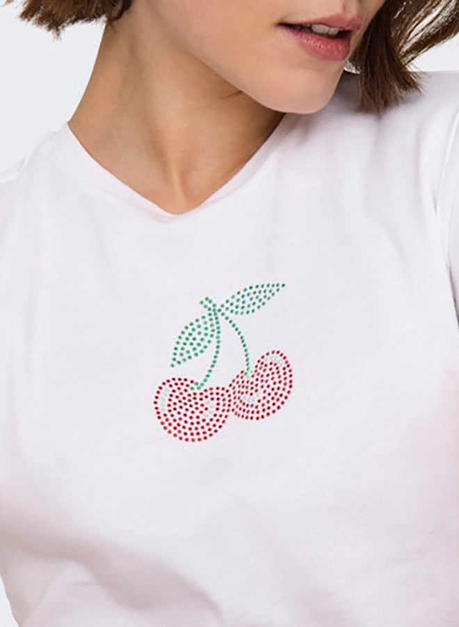 ONLY Womens Kira Shortsleeve Bling O-Neck Short Top Juniors - Image 4