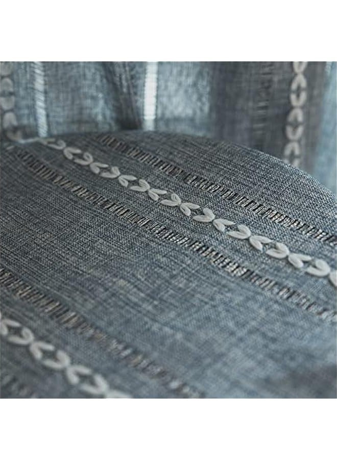 Finished American retro French cotton and linen semi-blackout curtains Chinese style light-transmitting and non-transparent bedroom living room balcony rod-cross blue-tassel curtain 220x140cm - Image 4