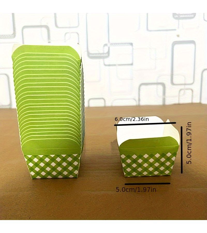 25pcs Blue Square Checkered Disposable Baking Cups for Home Bakery Wedding Parties - Image 2