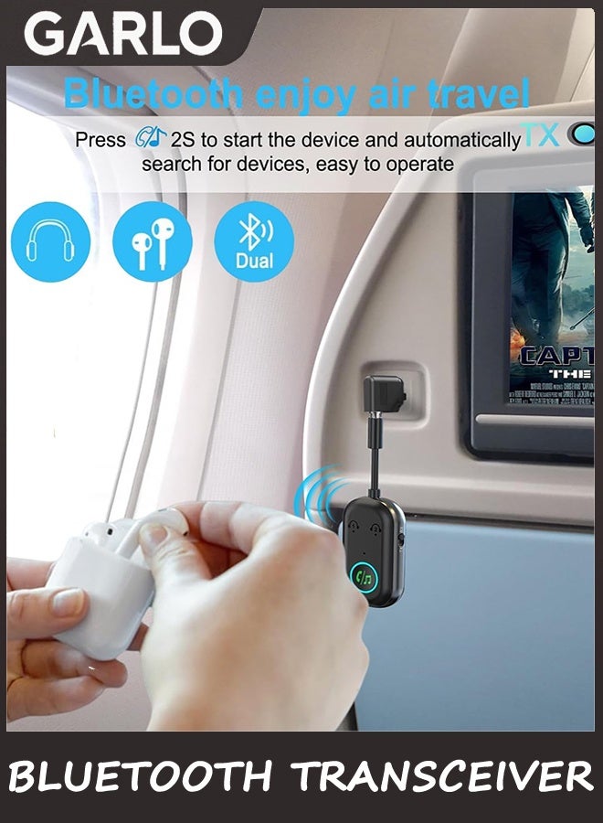 جارلو بلوتوث 5.3 جهاز استقبال الإرسال لـ 2 AirPods أو أجهزة BT ، جهاز إرسال لاسلكي بلوتوث لسماعات الرأس ، محول جاك الصوت Aux 3.5 ملم لنظام ستيريو منزلي للسيارة في التلفزيون أثناء الطيران - Image 4