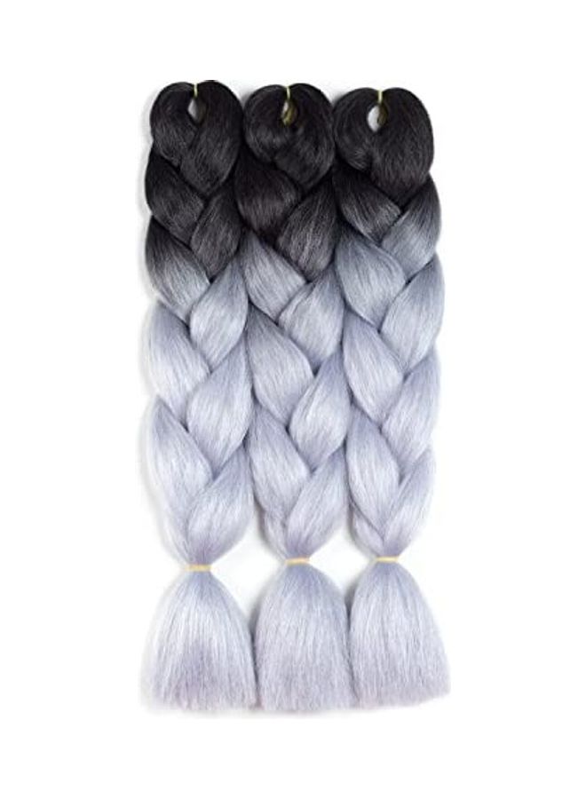 NIBEMINENT 3-Piece Braided Hair Extensions White/Black 12inch