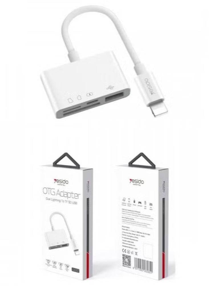 Yesido - GS12 Lightning to USB OTG Adapter for iPhone and iPad, High-Speed Data Transfer with Plug & Play Compatibility for Flash Drives, Keyboards, Cameras, and More, Compact and Durable Design - Image 1
