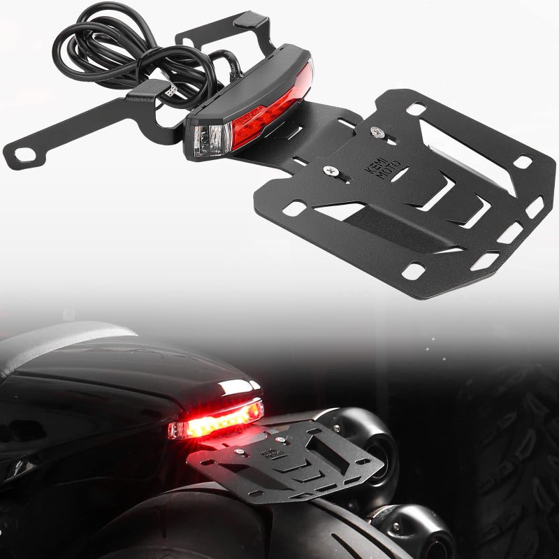 KEMIMOTO Motorcycle License Plate Bracket with LED Signal Light Compatible with Sportster S RH1250 2021 2022 2023 2024 2025 Fender Eliminator Kit Motorcycle License Plate Holder Mount Tidy Tail