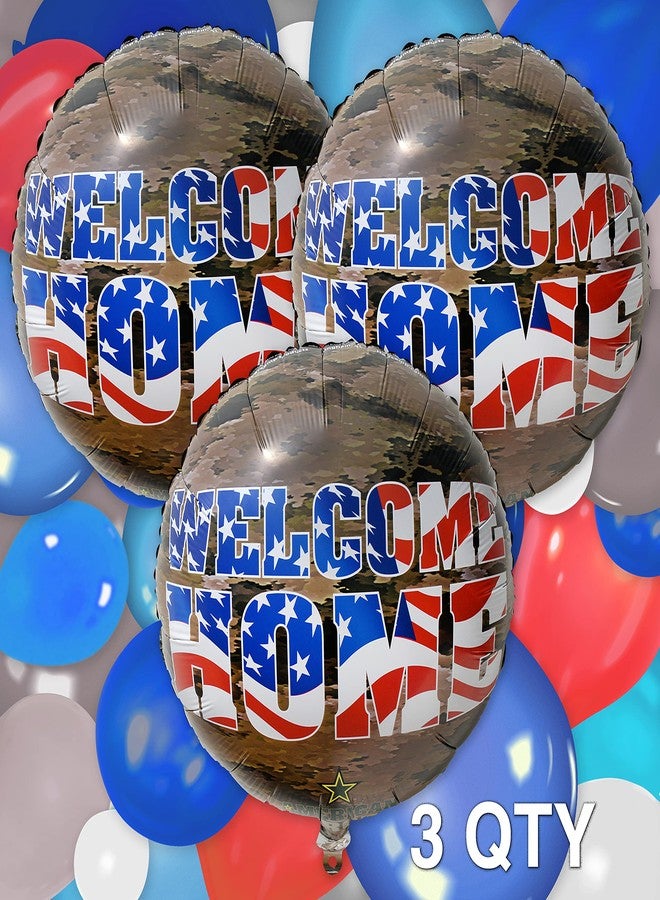 Havercamp Welcome Home Party Balloons (3 pcs.)! 3 (18") Round Foil Mylar Balloons with Army Camo Background. American Heroes Party Collection. - Image 3