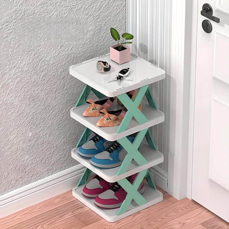 KANDPAND 4 LAYER SHOES STAND SHOE TOWER RACK SUIT FOR SMALL SPACES CLOSET SMALL ENTRYWAY EASY ASSEMBLY AND STABLE IN STRUCTURE CORNER STORAGE CABINET FOR SAVING SPACE - Image 1