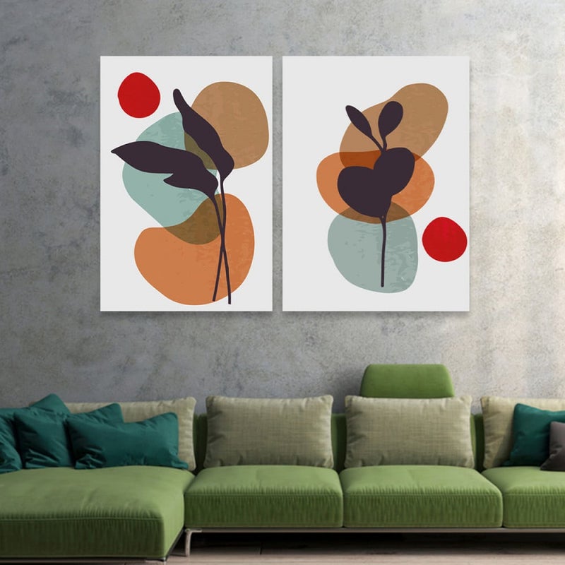 ماركتنا لوحة قماشية ثنائية بتصميم مودرن بمقاس اجمالي 100×70 سم - Image 1