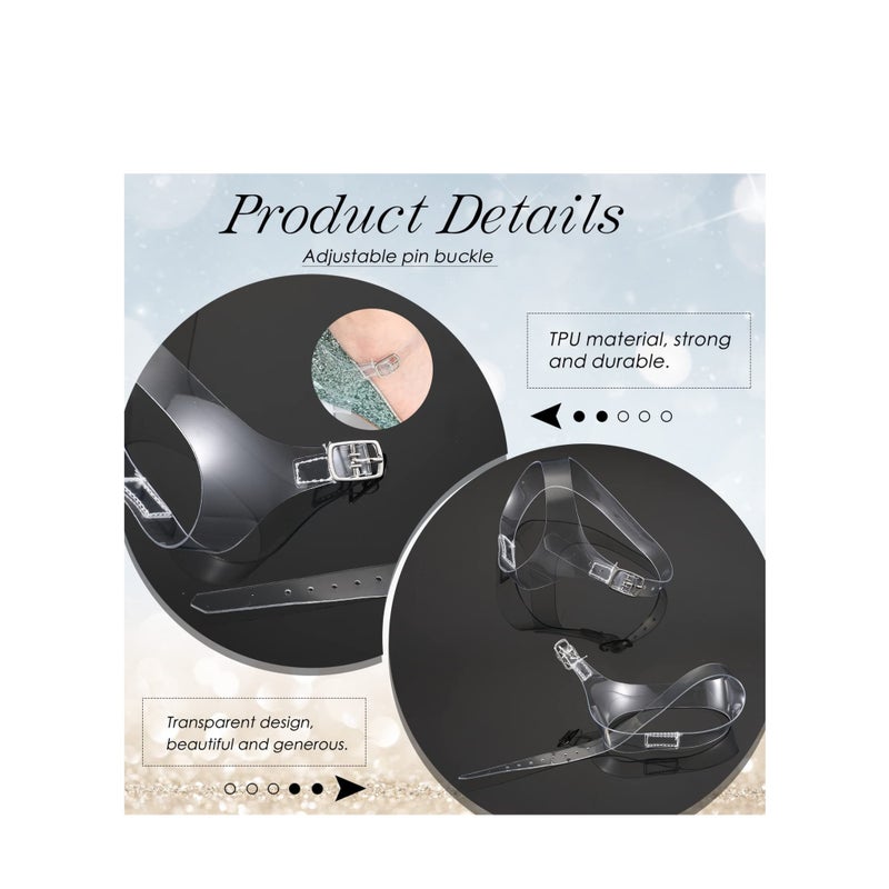 Zikra 2 Pairs Shoe Straps for Heels Detachable Shoe Straps for Heels Clear Shoe Belt Ankle Strap Women's Transparent Detachable Laces Anti Loose Shoelace Accessories for Holding Loose High Heel - Image 5