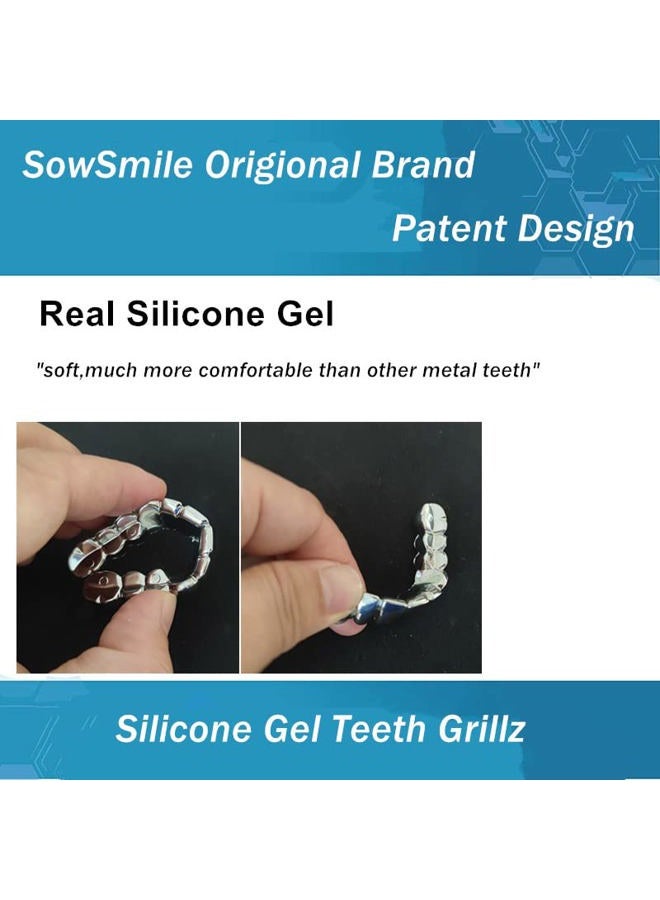 SowSmile Silicone Gel Grillz Gold Grills for Your Teeth, Gold Teeth Tooth Grillz for Men and Women, Grillz Hip Hop, Jewelry Grills for Teeth, One Size, Silicone, Agate - Image 3