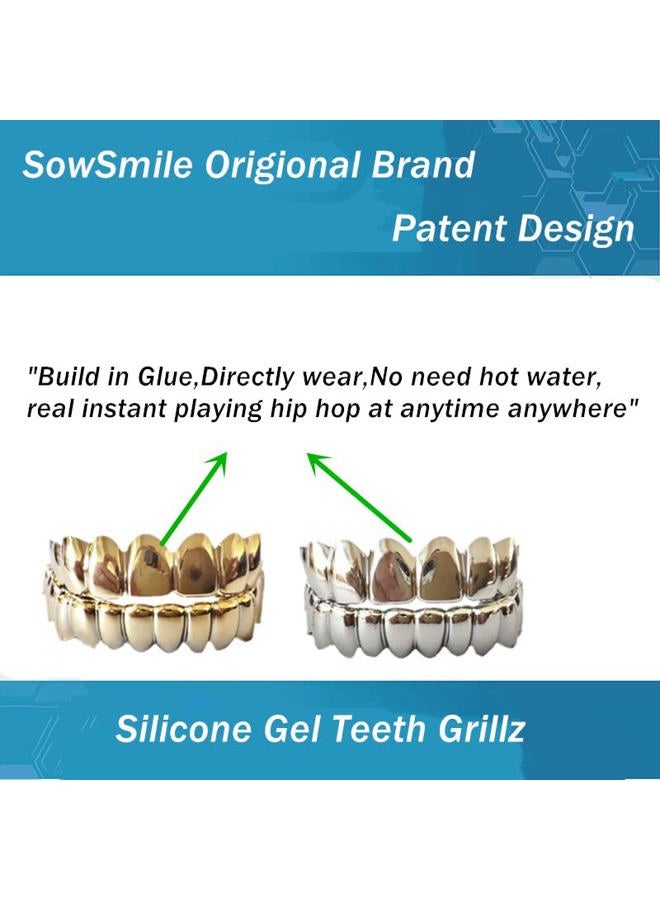 SowSmile Silicone Gel Grillz Gold Grills for Your Teeth, Gold Teeth Tooth Grillz for Men and Women, Grillz Hip Hop, Jewelry Grills for Teeth, One Size, Silicone, Agate - Image 5