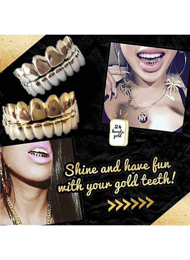 SowSmile Silicone Gel Grillz Gold Grills for Your Teeth, Gold Teeth Tooth Grillz for Men and Women, Grillz Hip Hop, Jewelry Grills for Teeth, One Size, Silicone, Agate - Image 2
