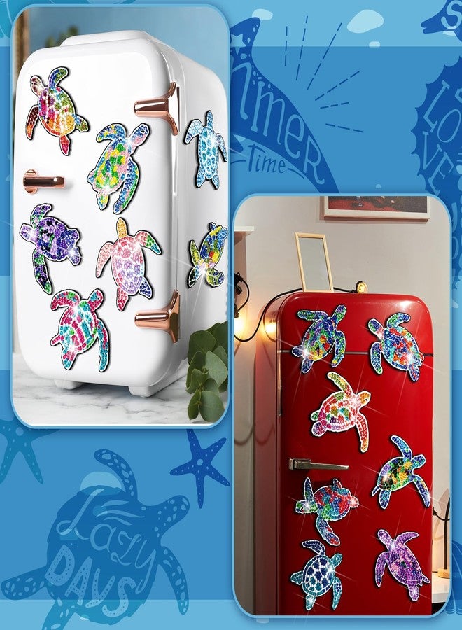 Remuuly 30 Pcs Diamond Art Magnets Kits Spring Summer Diamond Fridge Magnet Flower Animal Diamond Art Refrigerator Magnet 5d Rhinestone Magnetic Sticker for Adults DIY Crafts Home Decor(Turtle) - Image 4