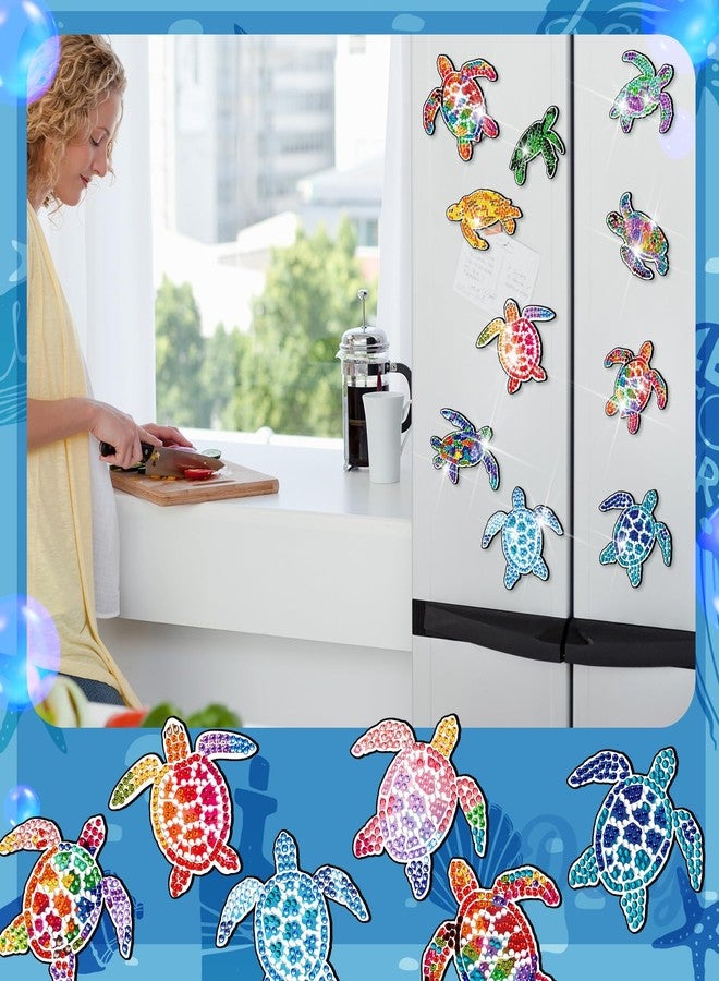 Remuuly 30 Pcs Diamond Art Magnets Kits Spring Summer Diamond Fridge Magnet Flower Animal Diamond Art Refrigerator Magnet 5d Rhinestone Magnetic Sticker for Adults DIY Crafts Home Decor(Turtle) - Image 2