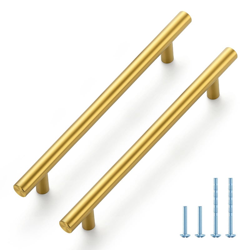 JOY DECOR 30 Pack 81316 Inch Cabinet Pulls Kitchen Cabinet Handles with 614 Inch Hole Center Brushed Brass Cabinet Hardware Stainless Steel Kitchen Drawer Pulls 160mm Hole Centers - Image 2
