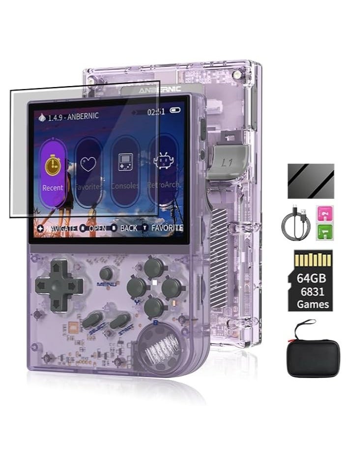 ANBERNIC  - ANBERNIC RG35XX 2024 New Retro Handheld Game Console Linux System HDTV Output 3.5 Inch IPS Screen 64G TF Card 5500+ Classic Games 2600mAh Battery Purple - Image 1