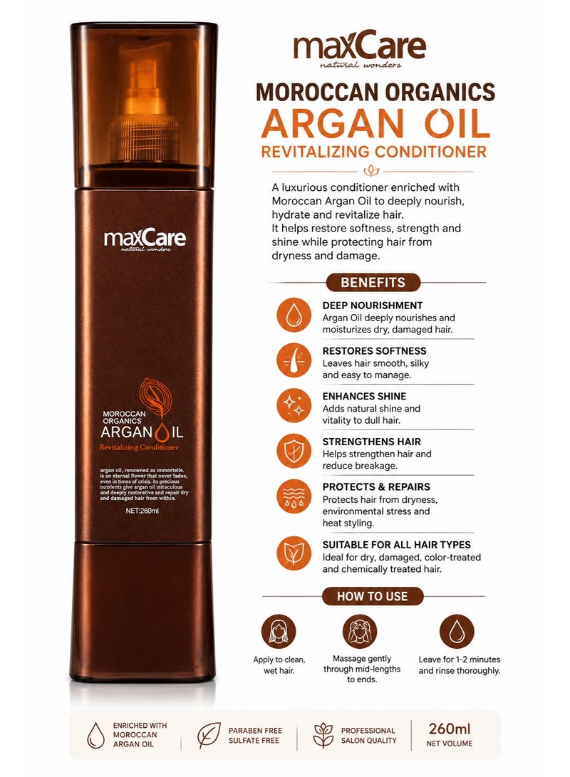 MaxCare Moroccan Organics Argon Oil Sulfate Free Hair Conditioner - 260ml - Image 4