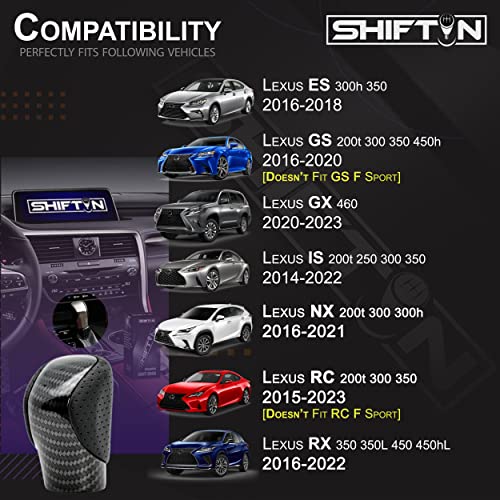 SHIFTIN Gear Shift Knob Shifter for Lexus ES GS GX is NX RC RX 200t 300 350 3450h 450hL 350L (Punched Black Leather/Carbon Pattern) - Image 2